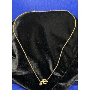 Dainty Spartina Gold Time bird With A Heart Necklace 18”